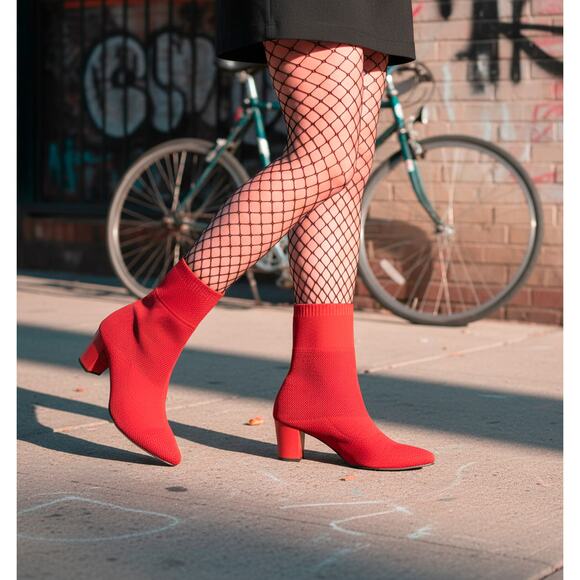 NINETY UNION Red Mesh Ankle Booties Size 9 - Picture 7 of 9